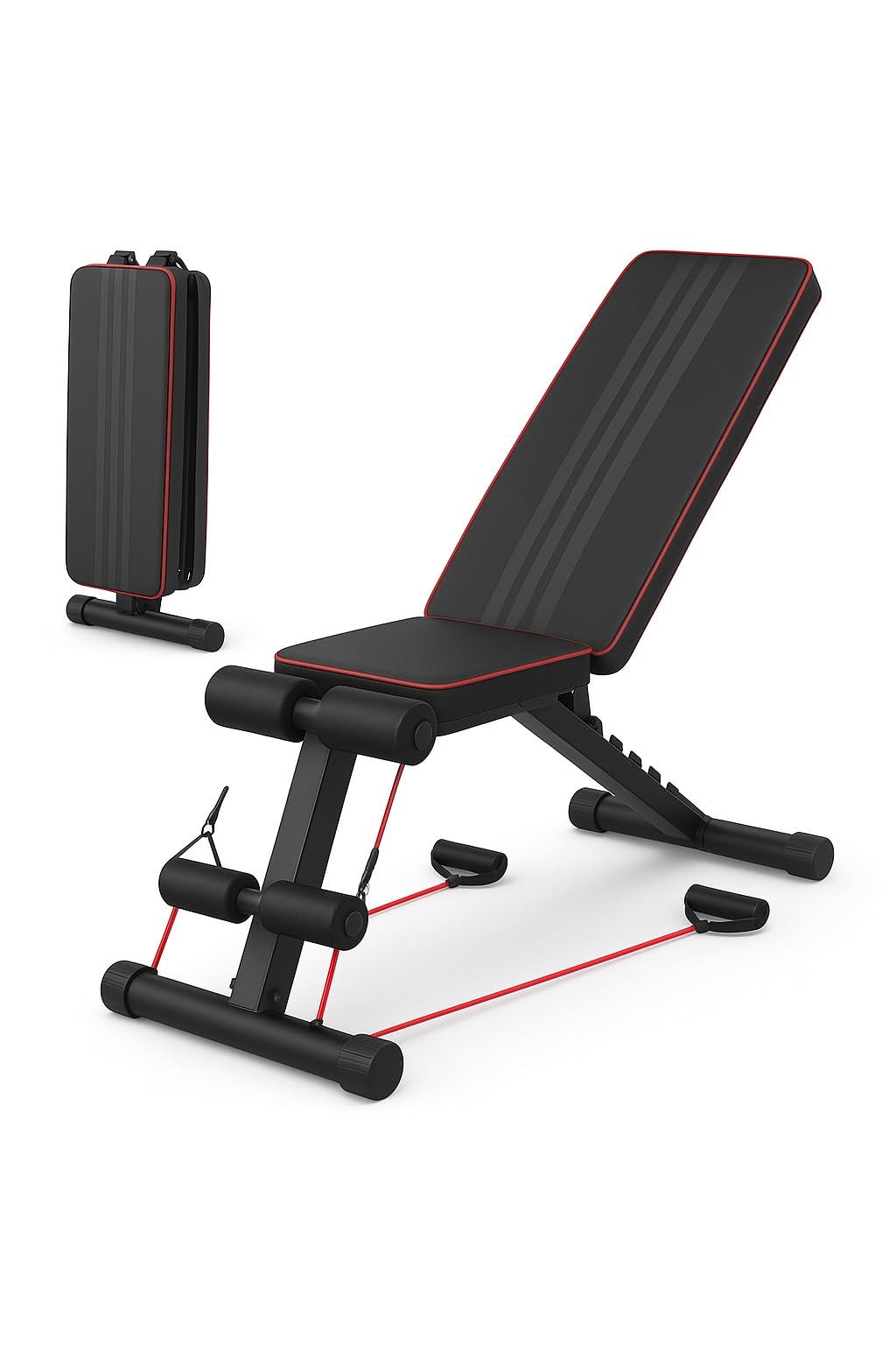 Smile™ Adjustable Foldable Weight Bench – 7 Backrest Positions, Heavy-Duty Home Gym Equipment for Full-Body Strength Training, Compact and Space-Saving, with Leg Holders and Resistance Bands-image-25