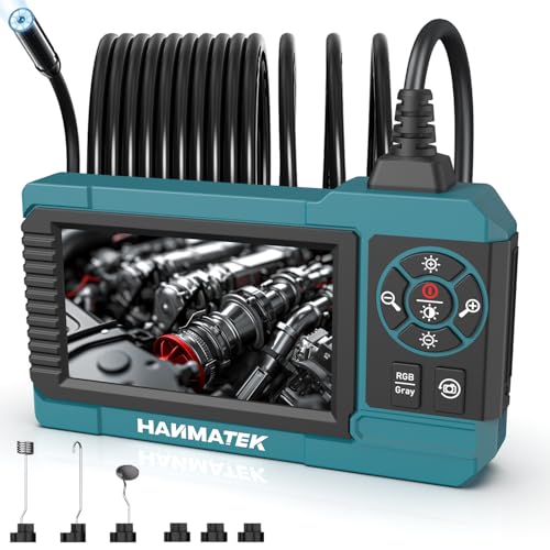 HANMATEK Industrial Endoscope, 4.3-Inch TFT Screen, 16.5ft Flexible Cable, IP67 Waterproof, 8mm Camera with Adjustable LED Lights, USB-C Charging, 4 Hours Battery Life, 180° Rotating Display IE01