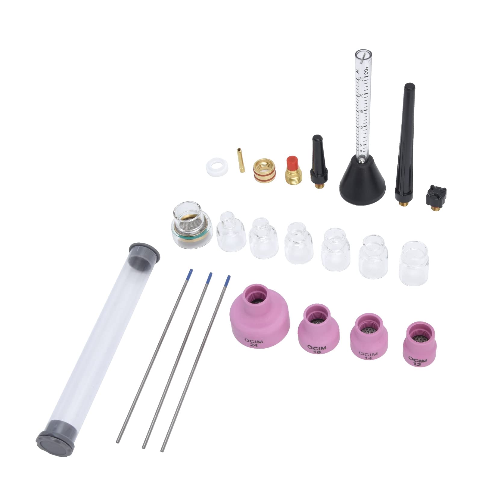 Kit de boquilla de soldadura de de argon Medero de flujo de gas de tungsteno Anillo de sellado de aguja de tungsteno 2.4 mm WP - 9/20 Accesorios de antorcha Material de cerámica