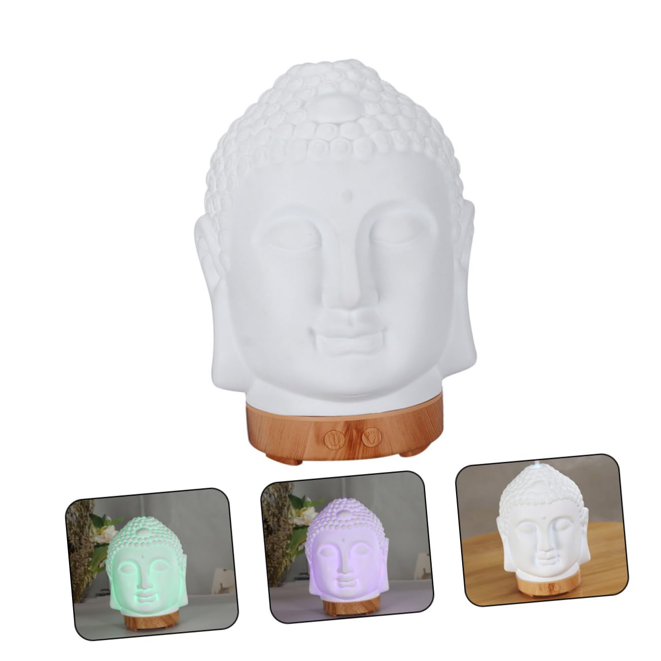 Buddha Kopf Keramik Aromadiffusor Leise Tragbar Dekorativ für Schlafzimmer | Weißes Modell Ac220-10w, unter 1 Liter Fassungsvermögen, für Bibliothek und Raumklima