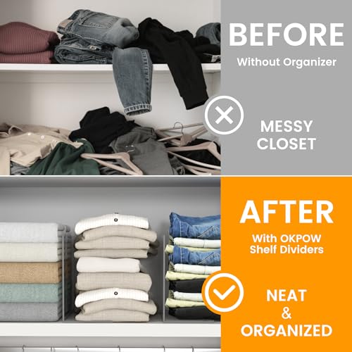 OKPOW-Shelf-Dividers-for-Closet-Organization--Keep-Sweaters-Purses-Upright-Clear-Acrylic-Separators-for-Most-Wood-Shelves-Pantry-Damage-Free-Sturdy-Tall-10-x-12-8-Pack