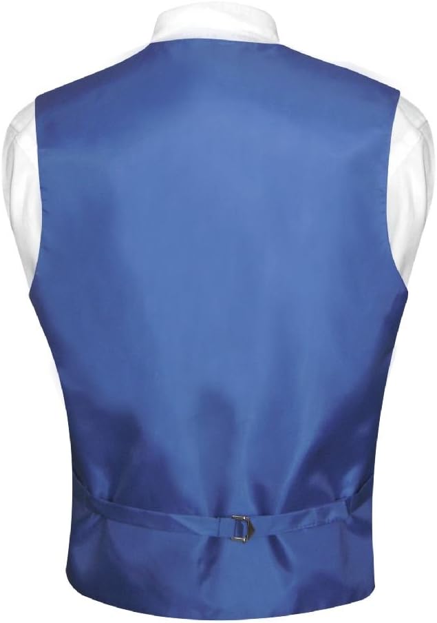 Vesuvio Napoli Men's Dress Vest & BowTie Solid ROYAL BLUE Color Bow Tie Set for Suit or Tuxedo