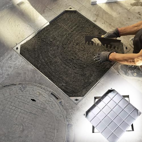 Cubierta invisible de alta resistencia, cubierta de acero inoxidable para aguas residuales y pozos de drenaje, integración perfecta para césped y entrada (70 x 70 cm)