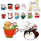 Dayysiuy Feiertags-Notizblöcke | 12 Stück Weihnachtsmann Teetasse Bürobedarf,Weihnachtsfeier Dekoration,Für Vorschule Klassenzimmer Belohnung Party Basteln Dekorieren Geburtstag Neujahr