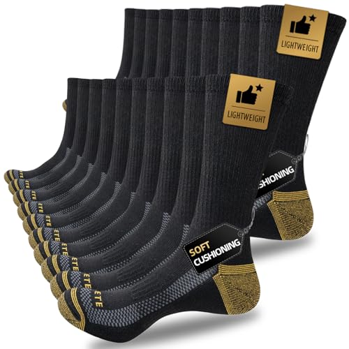 Best Work Socks for Standing All Day: Ultimate Comfort Guide 13 JOYNÉE Mens Athletic Crew Socks 5/10 Pairs Lightweight Cushioned Breathable Work Running Socks