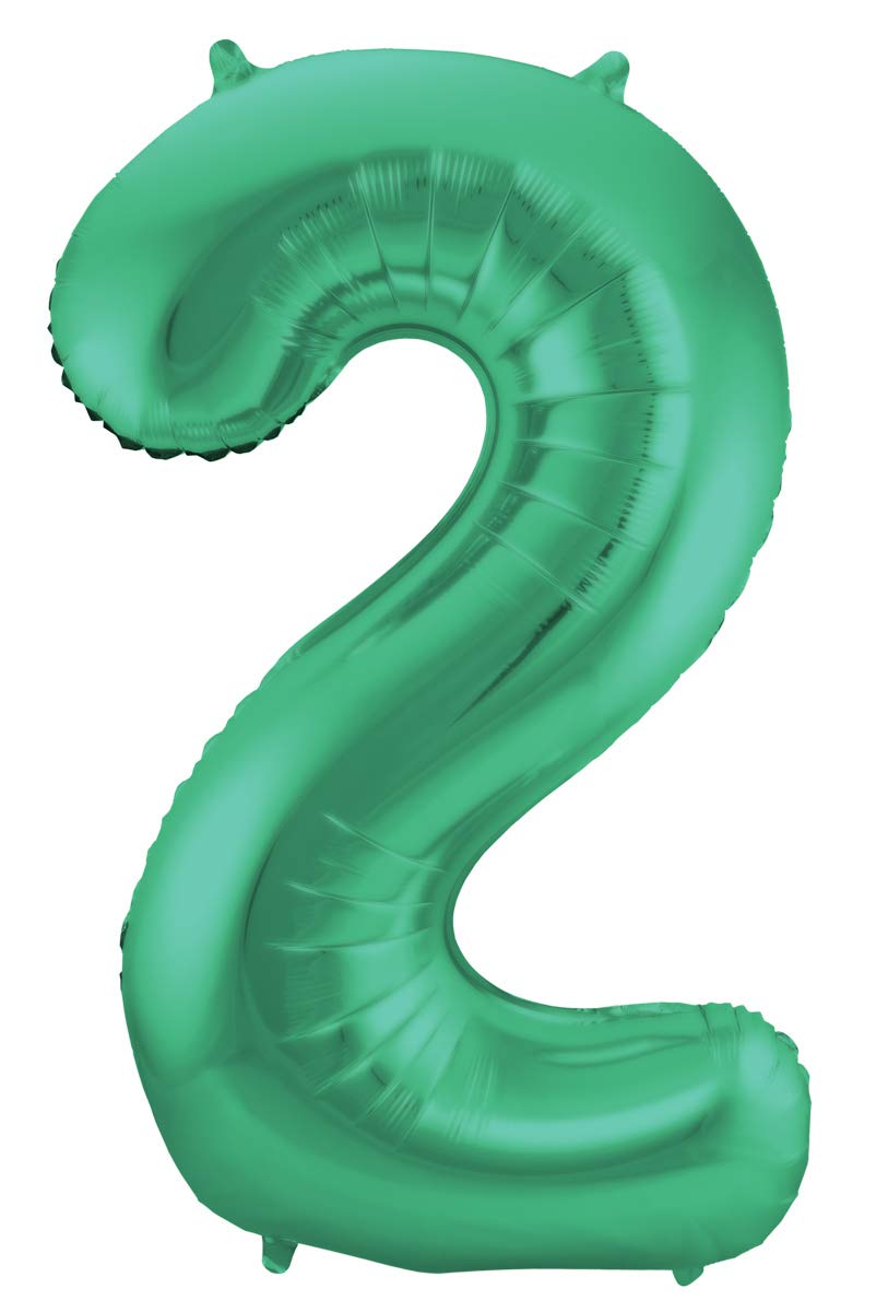 Folat 65912 Number 2 Metallic Mat Foil Balloon, Green