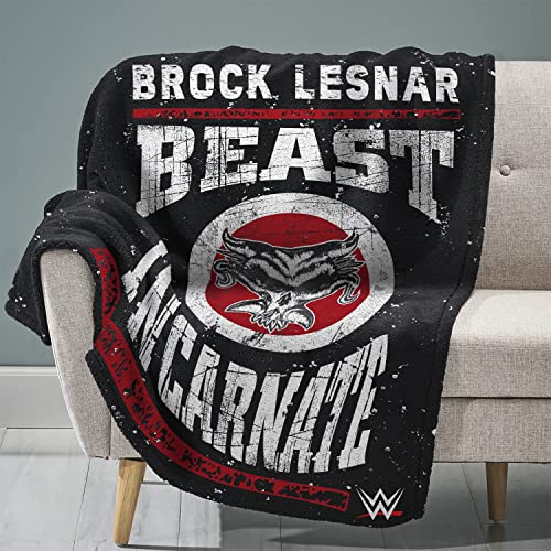 Sleep Squad WWE Brock Lesnar Beast Incarnate 60” x 80” Raschel Plush Blanket –Wrestling Legend Super-Soft Throw