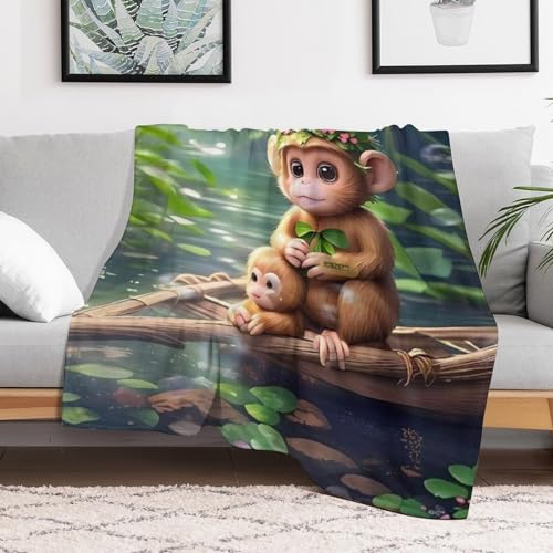 Couverture plaid singe très doux chaud couverture polaire lit canapé