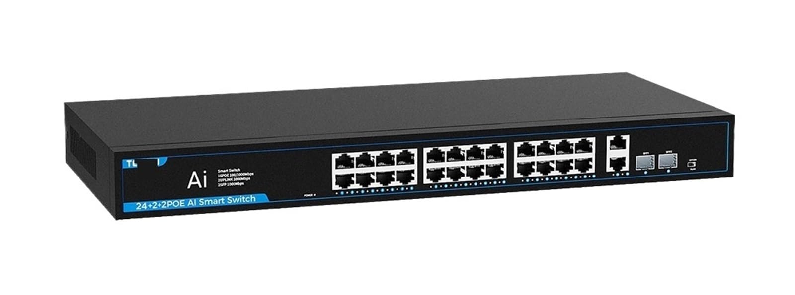 Commutateur Gigabit PoE 24 ports 1000 Mbps Ethernet Répartiteur réseau 52 V 320 W IEEE 802.3AT/AF Commutateur PoE pour routeur WiFi