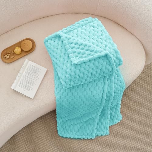 Image of BEDELITE Aqua Throw Blanket for Couch, Soft Cozy Gifts for Women, 50 * 60 | 3D Jacquard Decorative Fleece Blanket, Super Soft Plush Throw, Cute Birthday Gift for Women & Men, Suitable for All Seasons