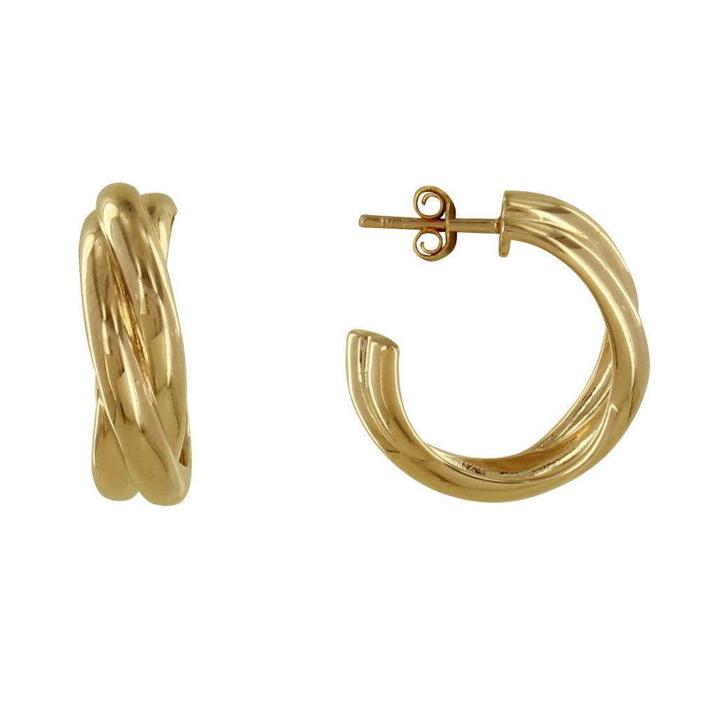 Orecchini Mezzi Cerchi Pallinati da Donna in Oro 18 Carati Spessore o