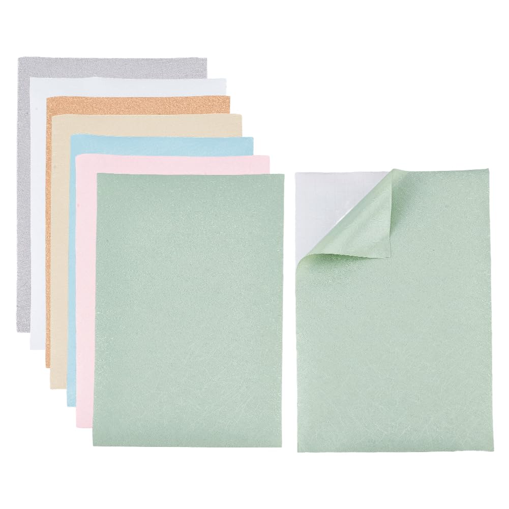 GOMAKERER 14 Sheets Dollhouse Wallpaper, 7 Colors Self Adhesive Textured Stickers Waterproof Floorboard Sticker Miniature Dollhouse Accessories for Model and DIY Decor