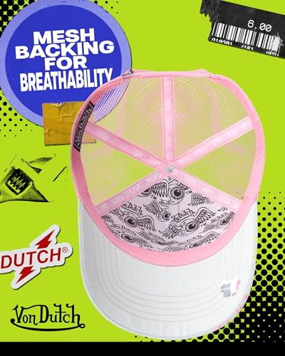 Image of Von Dutch Monogram Trucker Cap - Retro Snapback Cap for Men and Women - Adjustable Snap Fit Panel, Mesh Rear, Curved Bill