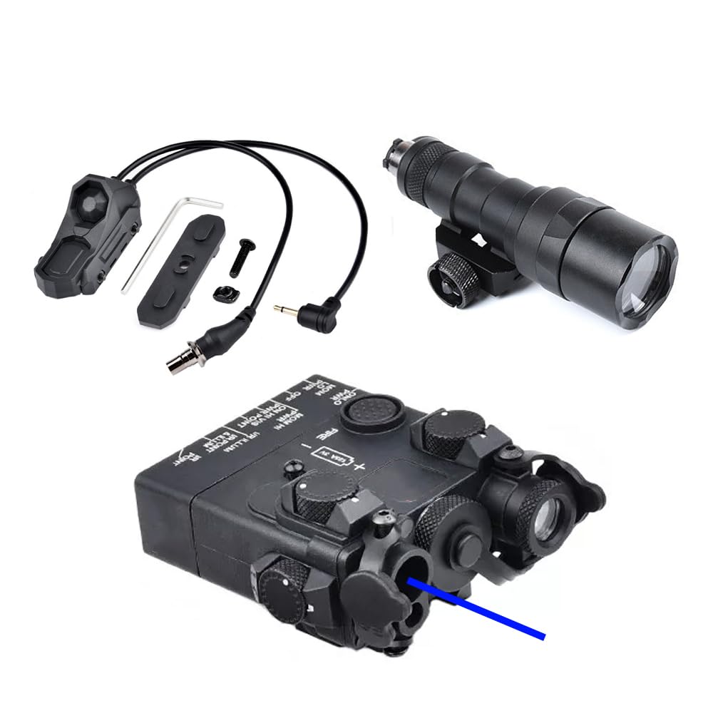 Nylon DL-A2 Aiming Laser Sight Box(with Infrared IR Laser + Flashlight & Mount+Blue Laser),&M300C Strong LED White Flashlight,&an Modular Dual Wire Remote Pressure Switch(SF+2.5 Plug) Set,BK