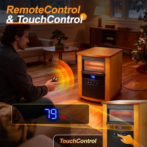 Image of Space Heater 1500W Infrared Heaters for indoor use Realsmart Electric Room Heater High-efficiency heating Indoor Heaters with Remote Control Timer Overheat&Tip Over Protection for Bedroom Office