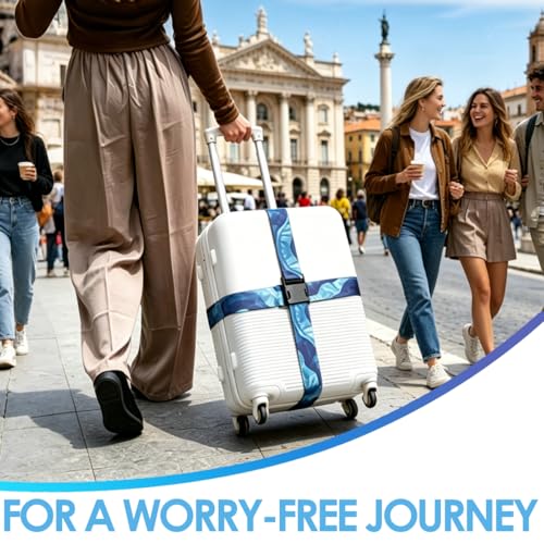 Image of 4 Pack Luggage Straps for Suitcases Adjustable Luggage Belt Suitcase Strap Travel Bag Accessories (Sky Blue(4 Pack))