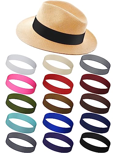 Liitrsh 15 Pcs Hat Band Stretchable Ribbon for Panama, Western Cowboy, Straw Hats - Women Men Accessories (Dark Colors)