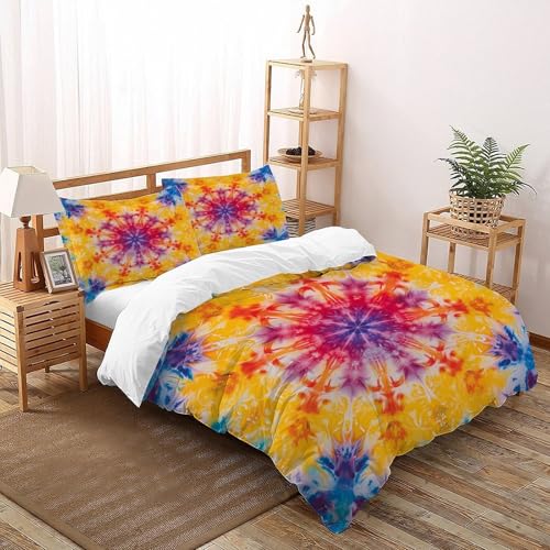 Housse de couette mandala 260x220 cm avec taies d'oreiller en microfibres