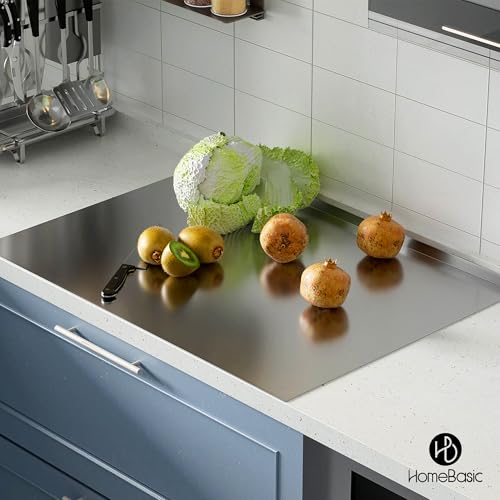 Image of HomeBasic Extra Large Steel Chopping Board 50x38 cm | Food Grade 304 SS, Reversible, Dishwasher Safe | Cutting Board for Dough, Vegetables, Meat | No Microplastics, Non-Porous, 1mm