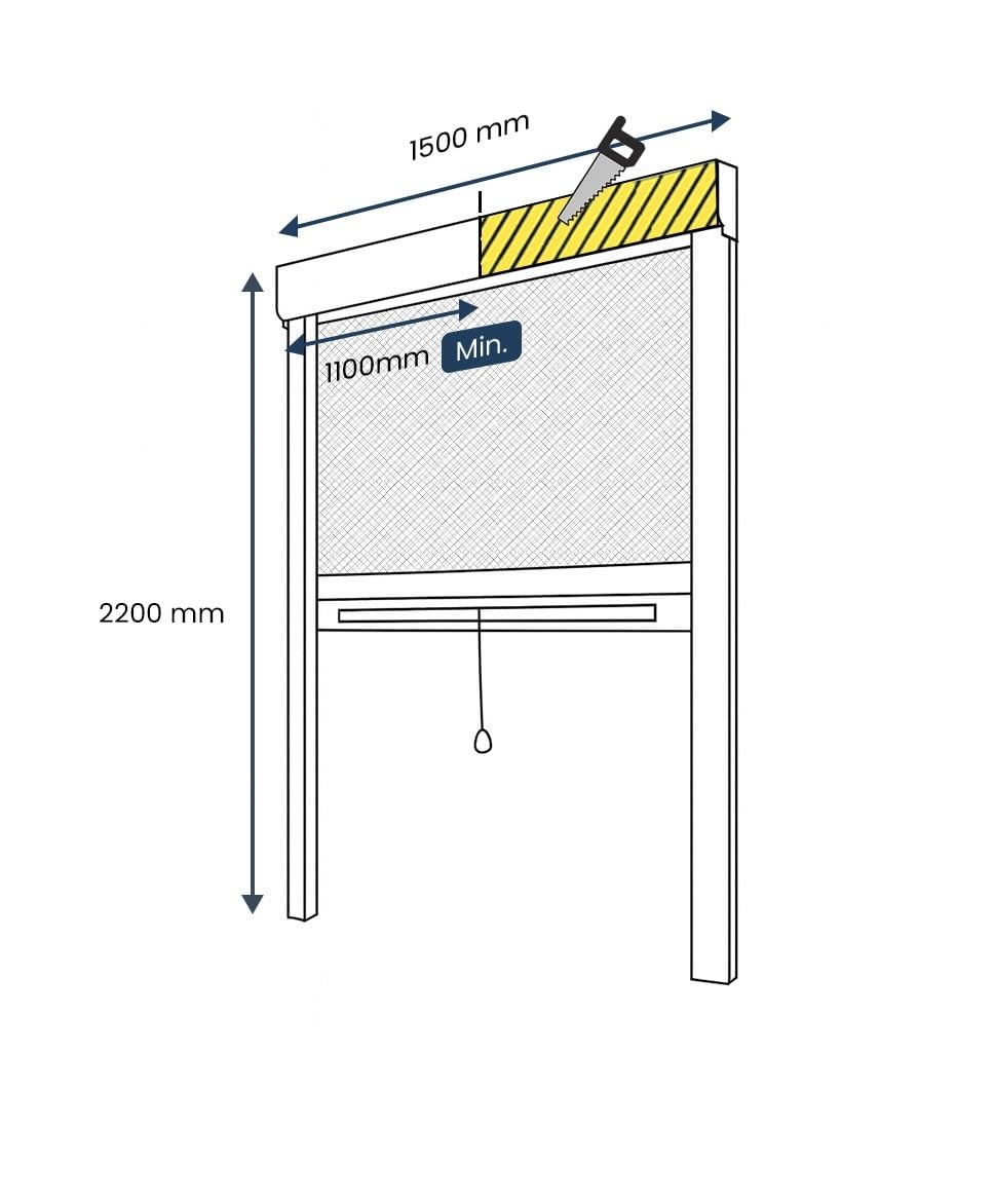 Avosdim Insektenschutz-Rollo für Fenster, Aluminium, Luxus, Höhe 220 x Breite 150 cm, zuschneidbar, Weiß strukturiert 9010, Schutz gegen Insekten