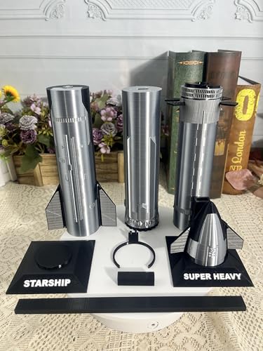 Generic SpaceX Starship Rocket Model Set NASA Gift - Dragon Ship Heavy Falcon 9 Booster, 3D Printing, Desktop Decorations, Aerospace Collectibles, Gifts for Kids Adult Space Lovers, Black, White - Image 2