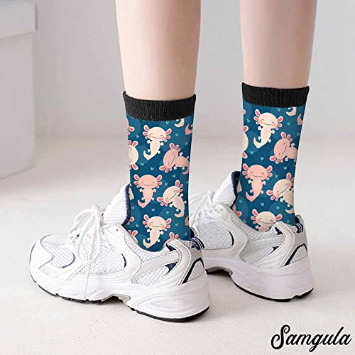Image of Crew Socks for Woman Size 6-8 Tropical Wildlife Bright Teal Girls Socks