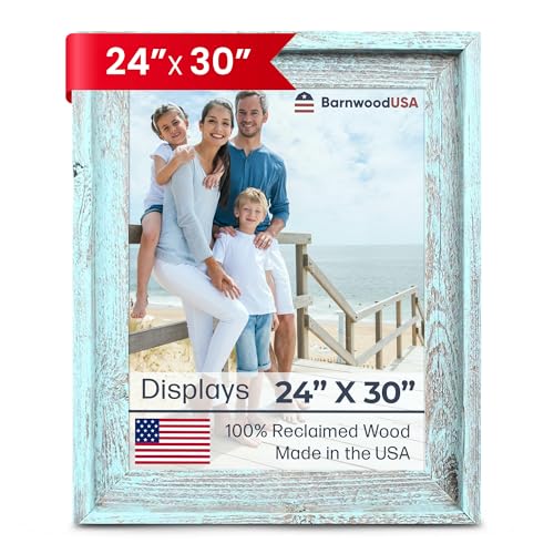BARNWOODUSA Farmhouse Style Rustic Picture Frame, 24x30, Robins Egg Blue