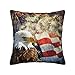 Federa per cuscino con bandiera americana aquila e fuochi d'artificio decorativo con bandiera USA bellissimo paesaggio federa per cuscino per casa, divano, letto, divano, 45,7 x 45,7 cm