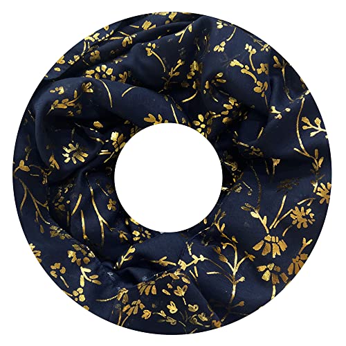 Floral Gold Foil Women's Infinity Scarf Lightweight