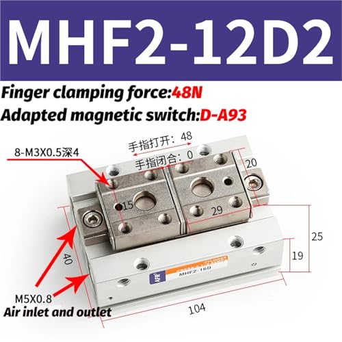 Pince pneumatique parallèle MHF2-12D2 type SMC pour vérin d'automatisation