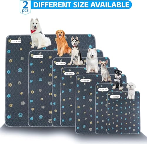 Aitmexcn 2 Stück Welpenunterlagen Waschbar – 45x60cm Super Saugfähige und Wiederverwendbare Hundetrainingspads, Inkontinenzunterlage für Welpen, Für Zuhause, Auto und Reisen