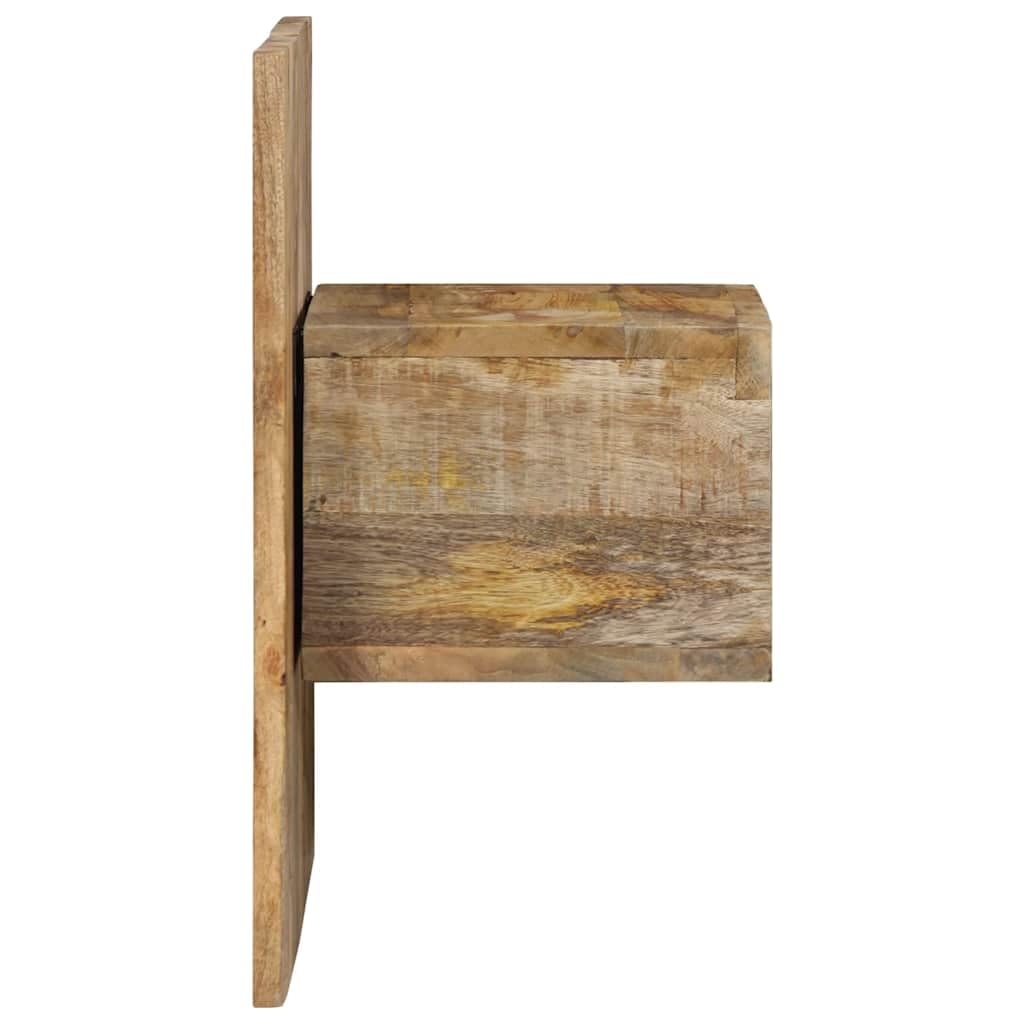 Wandmontierter Nachttisch aus Massiv-Mangoholz mit Stauraum für Schlafzimmer, Robuste Hartholz-Konsolen für Bücher und Accessoires, Einzigartige Maserung
