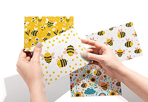 Image of Twigs Paper - Assorted Bumble Bee Greeting Cards - Stationery Cards with Envelopes - Thank You Card - Blank Note Cards - Greeting Cards for All Occasions - Made in USA (5.5 x 4.25, Set of 12)