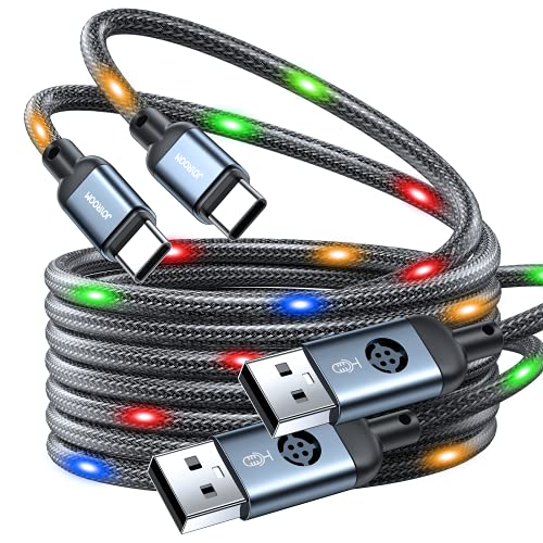 Discount 80% Type C Cable, [2 Pack 4 FT] Fast Charging Nylon Braided USB A to USB C Cable, Voice Control LED Light Up Phone Charger Cord for Samsung Galaxy S21/S20/S10/S9/S8, LG, Google Pixel, Huawei,Moto and More