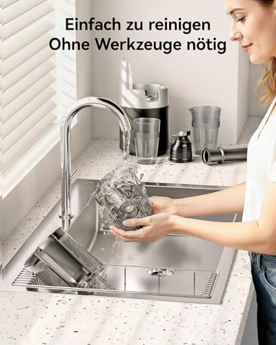 Miniatura 9 de Euhomy Extractor De Zumos Y Verduras Prensado En Frio, Exprimidor De Frutas Con Tolva De 135mm, Licuadora Con Hoja De Acero Inoxidable, Fácil De Limpiar Extractor De Jugos Y Verduras, 1.8l Negro