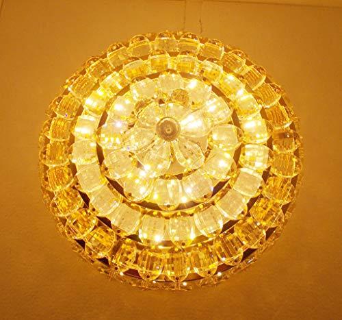 Image of swanart Crystalline Chandelier, 28cm Modern Crystal Ceiling Light Fixture Elegant Flush Mount LED Lamp with 3 Color Temperatures K9 Crystal Chandelier for Bedroom, Living Room, Dining Room