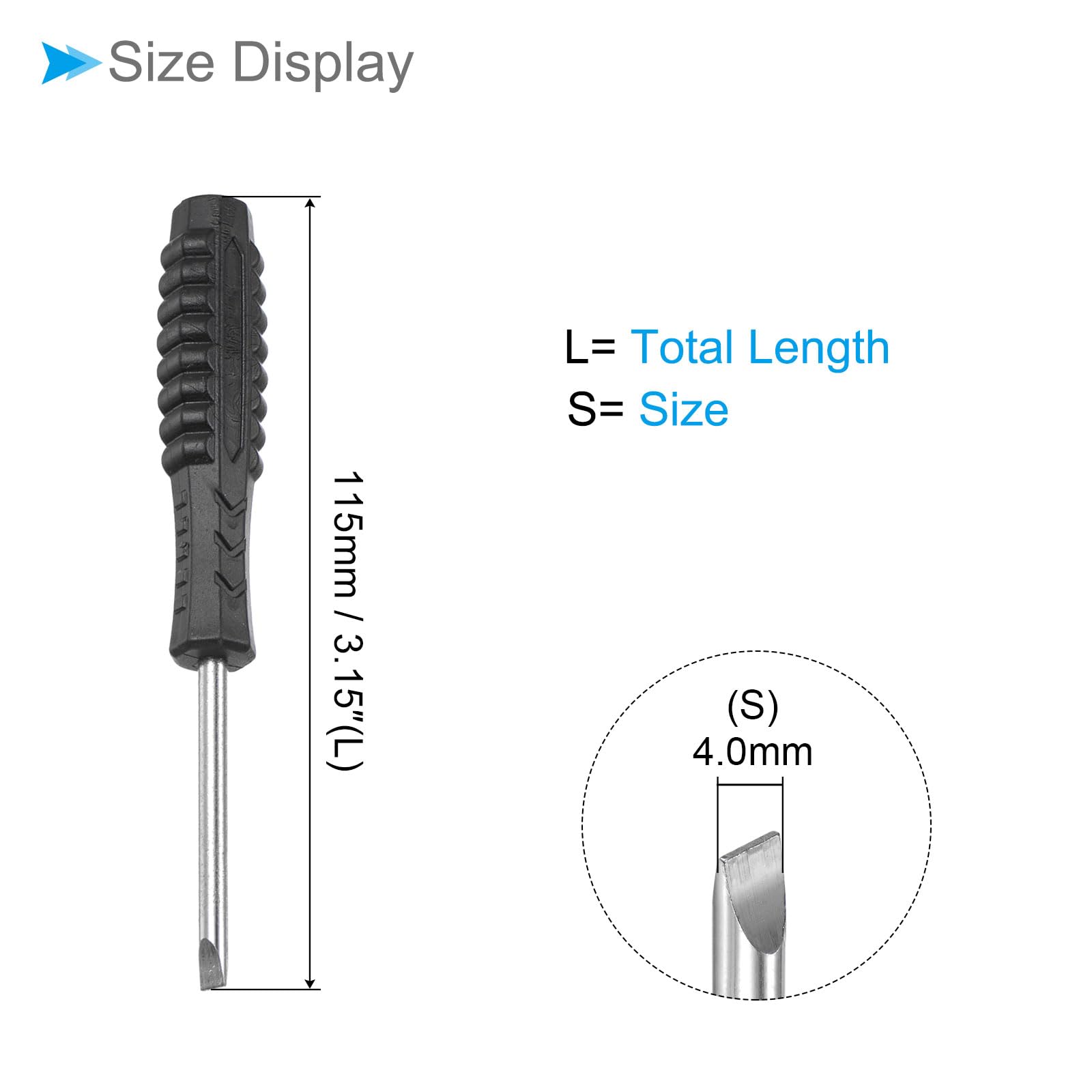CoCud Mini Slotted Screwdriver, 4.0mm Size 115mm Length, Carbon Steel Small Flat Head Screwdrivers with Anti-Slip Handle - Image 2