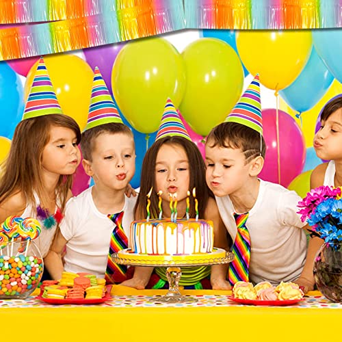 Image of 6 Pack 10 Feet Foil Fringe Garland Metallic Tinsel Streamers Banner Wall Hanging Backdrop Banner for Parade Floats, Thanksgiving, Christmas, Birthday, Halloween Party Decorations(Light Rainbow)