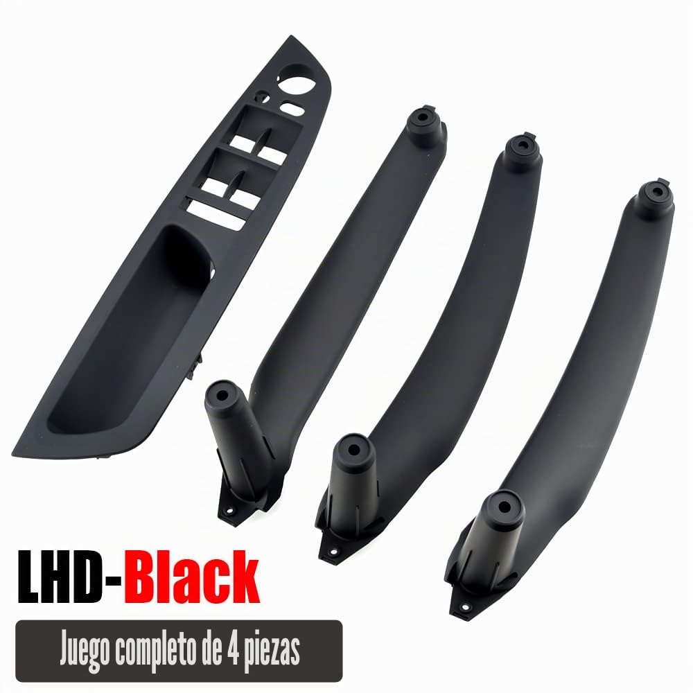 4 piezas de manija de puerta interior de ABS para coche, panel interior, cubierta embellecedora para tirar, reposabrazos compatible con B-MW E70 E71 E72 X5 X6 2007-2014 -negro