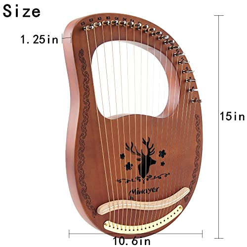 Miwayer Lyre Harp 7, 10, 16, 19, 21 Strings Musical Instrument Mahogany Body Harp Brown Reindeer Totem Professional Stringed Instrument With Accessories And Case (Brown 19 Strings Harp) #TOP2