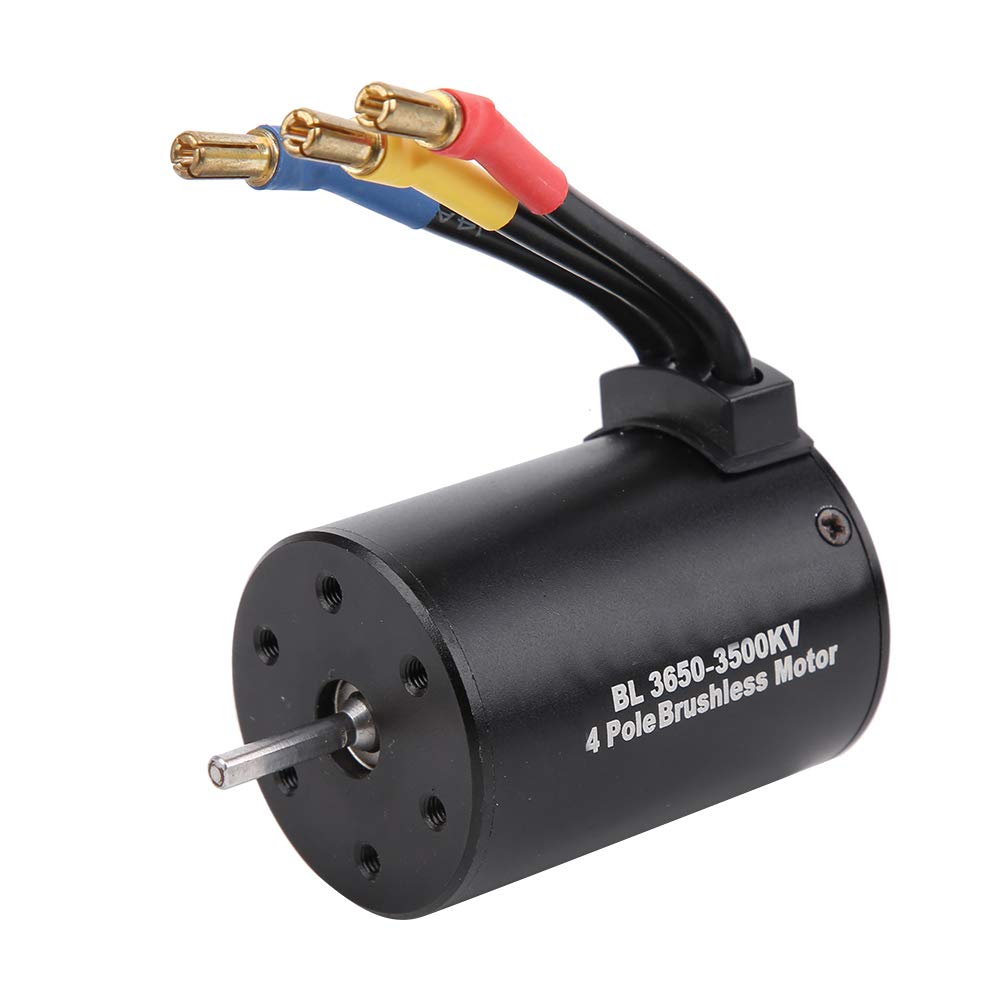 POENVFPO Bezszczotkowy Silnik 3500KV z Wodoodpornym ESC 60A i kartą | Kompatybilny z Samochodem RC W Skali 1/10, 4-biegunowym Silnikiem o Wysokim Momencie Obrotowym o Mocy 900 W, Wałem 3,175