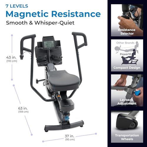 Image of Teeter Power10 Rower with 2-Way Magnetic Resistance Elliptical Motion - Indoor Rowing Machine w /HRM Connectivity, Teeter Move App - Free Classes & Coaching