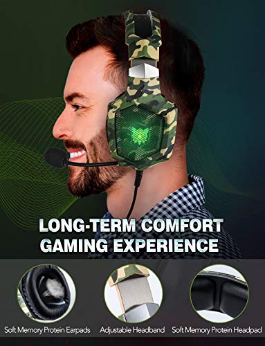 RUNMUS Gaming Headset for PS4, Xbox One, PC Headset w/Surround Sound, Noise Canceling Over Ear Headphones with Mic