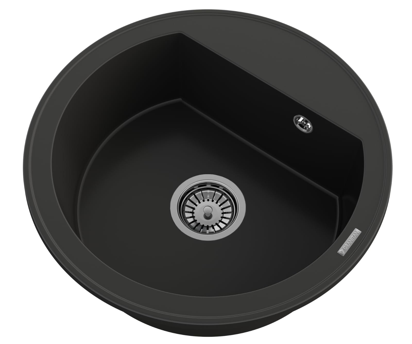 Granitan - Okrągły zlewozmywak granitowy ARNO - zlewozmywak jednokomorowy z syfonem chrom - 6 kolorów - średnica 49 cm - w zestawie GraniProtect - wysokiej jakości towarzysz kuchni