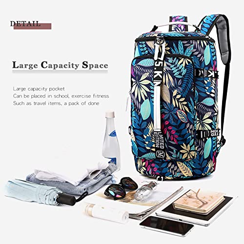 DEARART Leaves Fashion Backpack for Women, Four Ways Waterproof Shoulder Bags, Suit Travel Sport Beach Laptop College, Floral Leaves Blue3