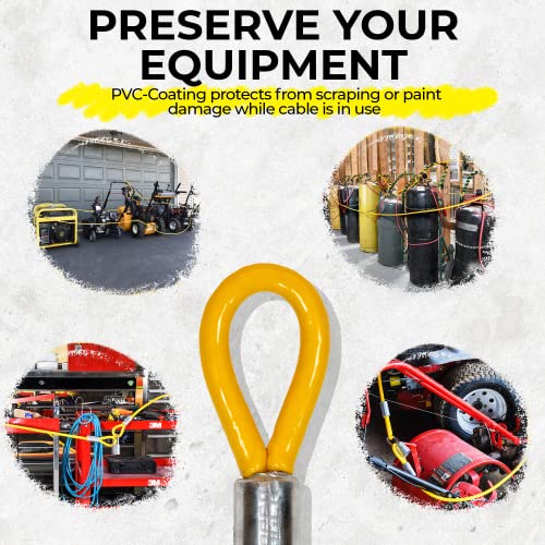 Vascer 30Ft (1/2") Commercial Security Cable With Loops - Galvanized Braided Steel Security Cable To Secure High Value Equipment - Pvc-Coated Anti Theft Locking Cable For Trailers, Mowers, E-Bikes #TOP4