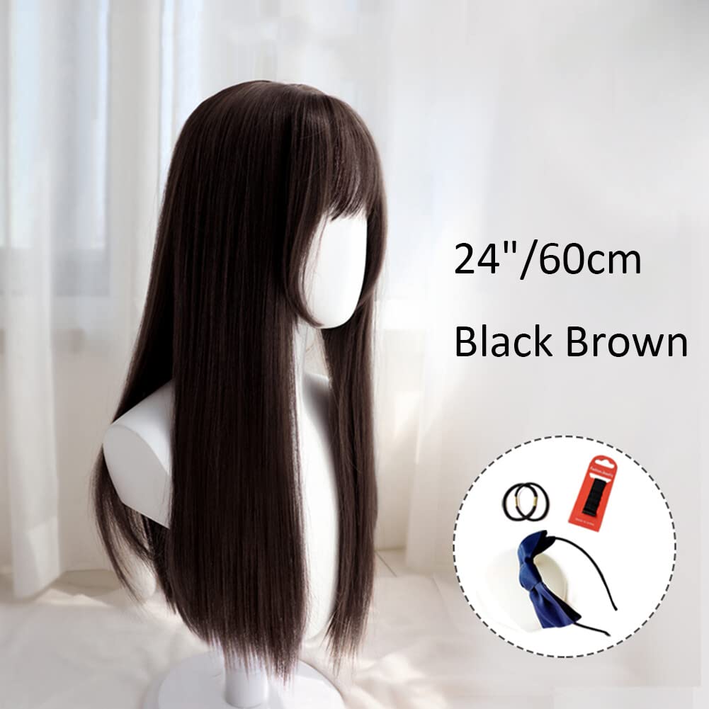 150% Density Hair Corwn Topper with Temples and Fringe Forehead Hairpiece for Full Head Wear 24