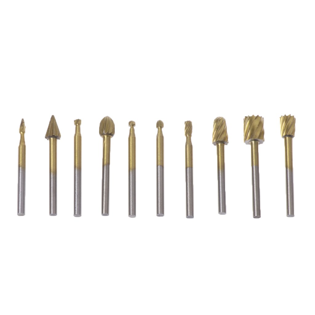 LOXGO 10pcs Rotary File Engraving Cutter Wood Tool Electric Grinding Polishing For Hea Hand Drill For Resin Molds Electric