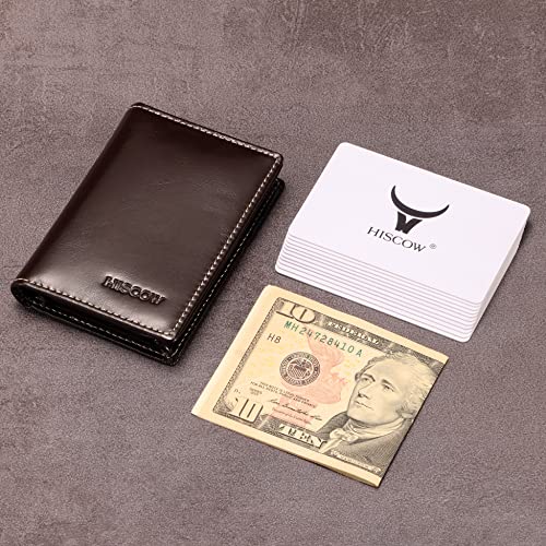 Image of HISCOW Business Card Holder with Large Compartment - Full Grain Leather