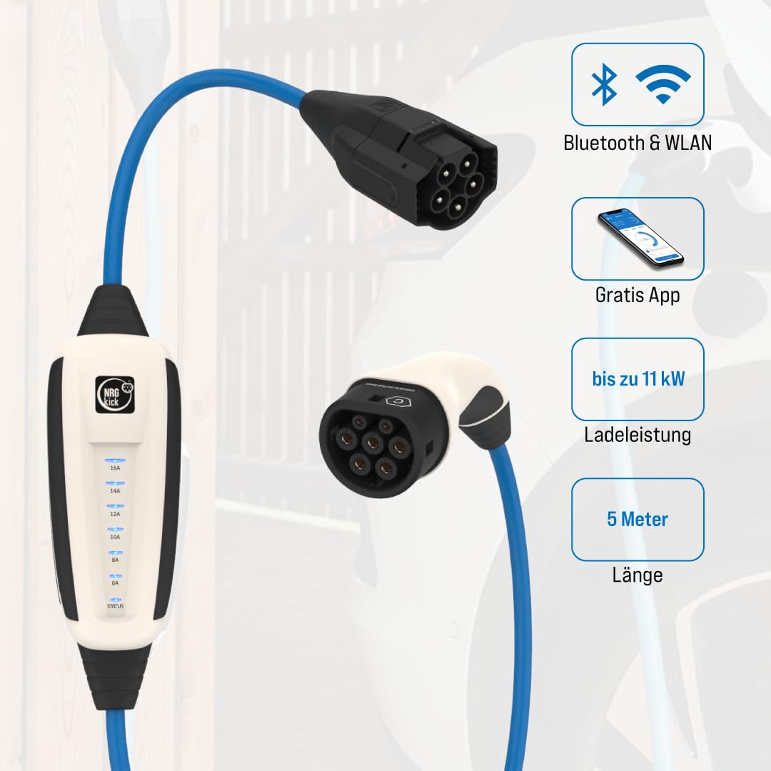 NRGkick 16A 5m Pure, WLAN und Bluetooth, Flexible Wallbox 11kW